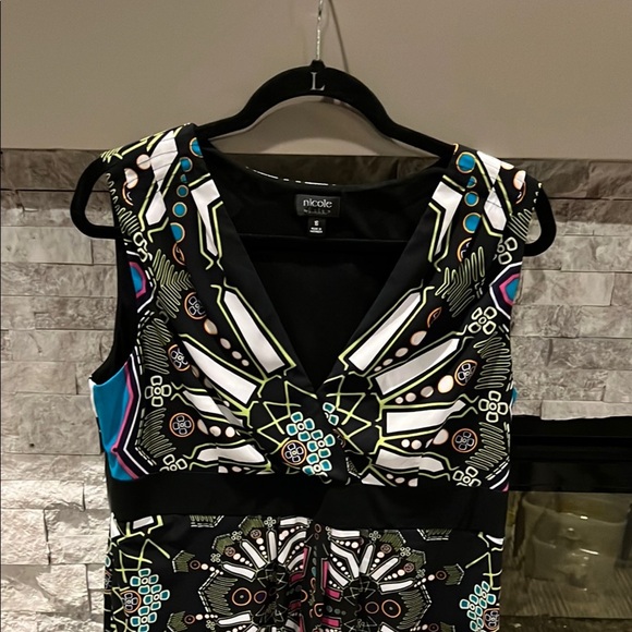 Nicole Blue black white Patterned Dress size 16 - Picture 3 of 10